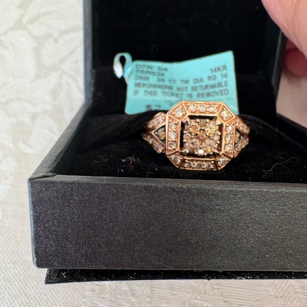 LeVian Chocolate Diamond 14K Strawberry Gold Women's Ring